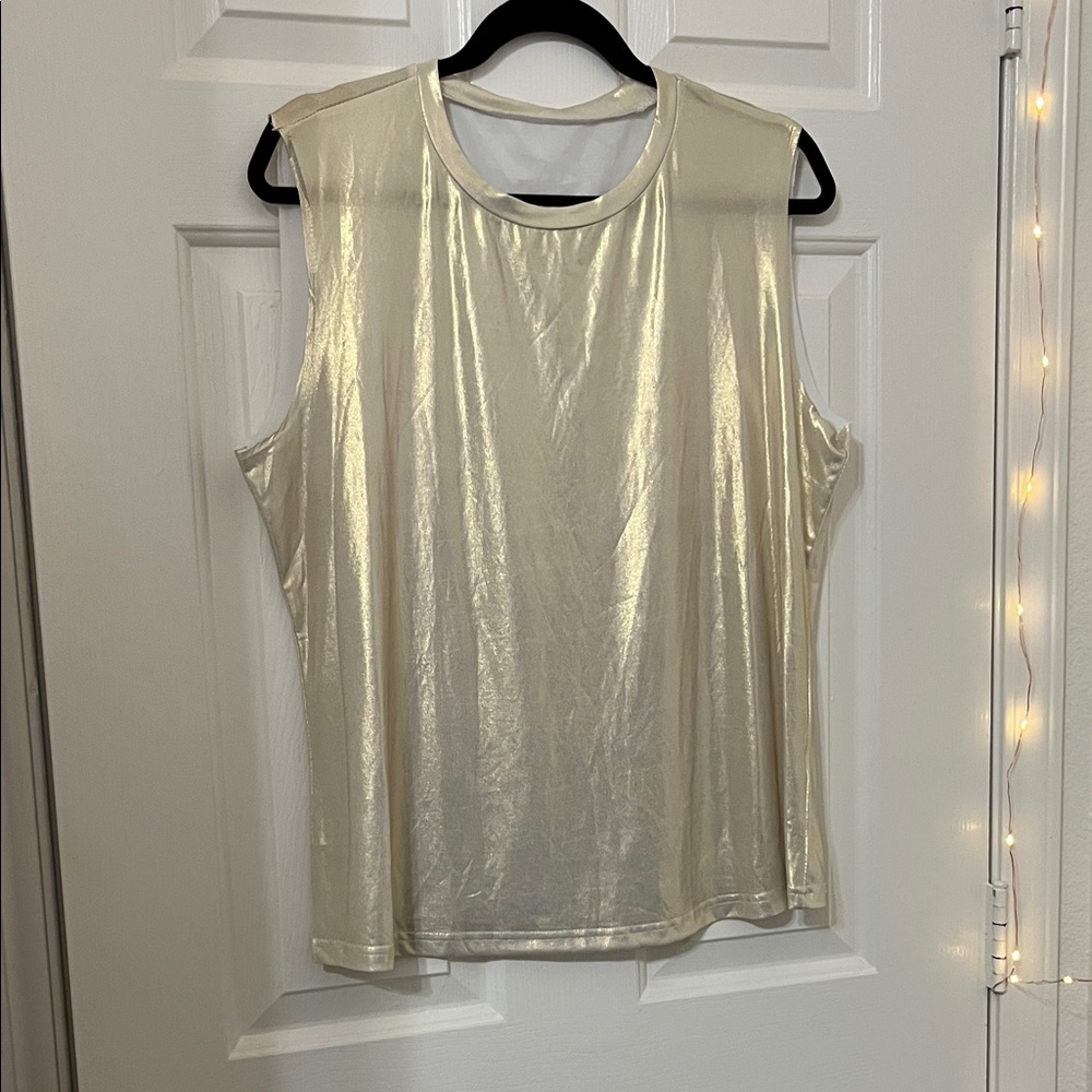 Baggy Iridescent Light Gold Muscle Tee